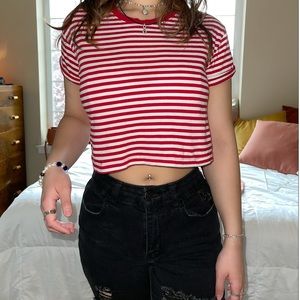red striped crop top